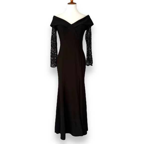 chinese dress ladies Karen Kane V Neck Scallop Hem Lace Dress, XS, Black